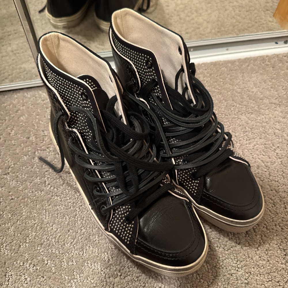 Saint Laurent Black and White High-Top Sneakers
